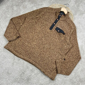 Eddie Bauer Men’s Convector Snap Mock Sweater Snap T Pullover Fleece Brown L